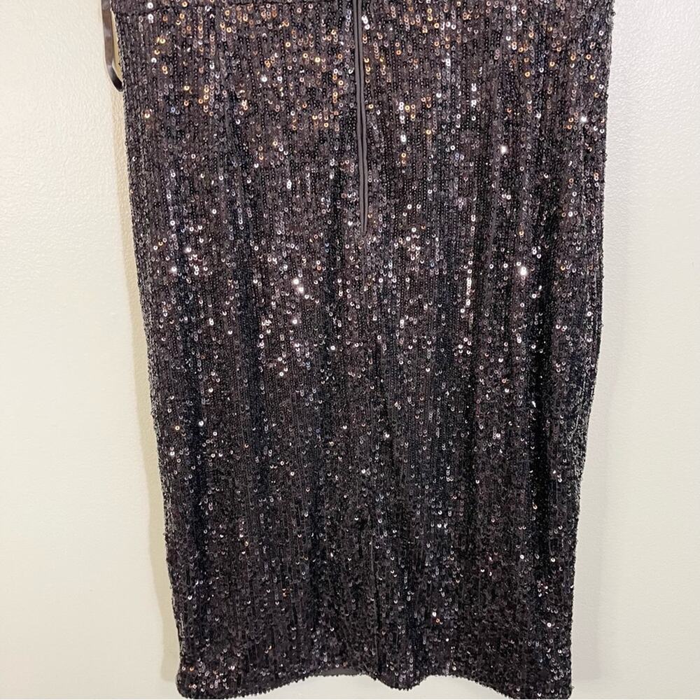 Calvin Stretch All Over Sequin Knot Detail Party Sheath Dress Black Size 8P NWT - Picture 10 of 15